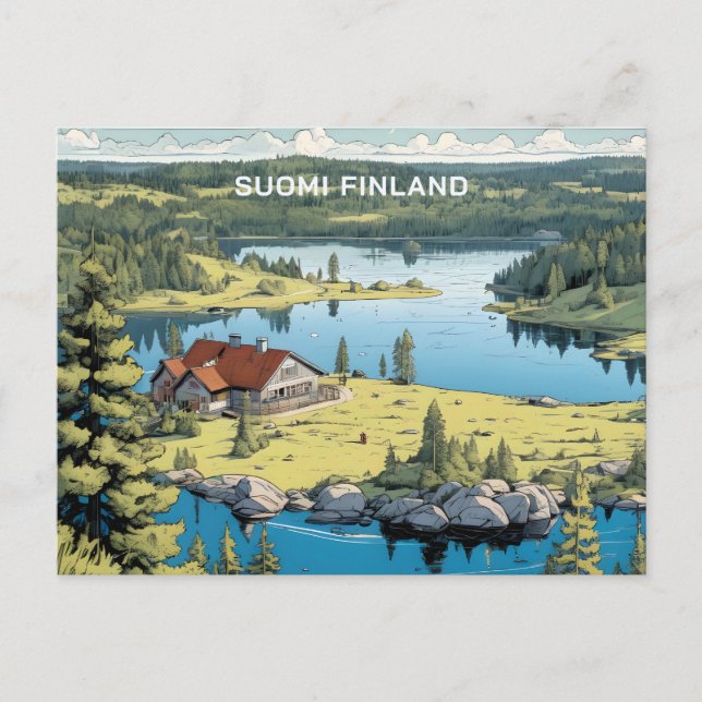 Carte Postale Illustration de la nature finlandaise (Devant)