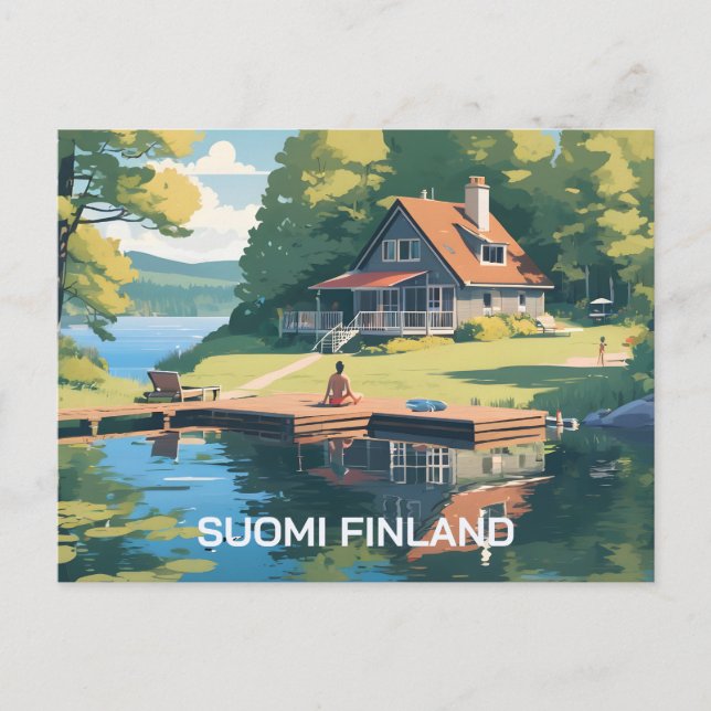 Carte Postale Illustration de la nature finlandaise (Devant)