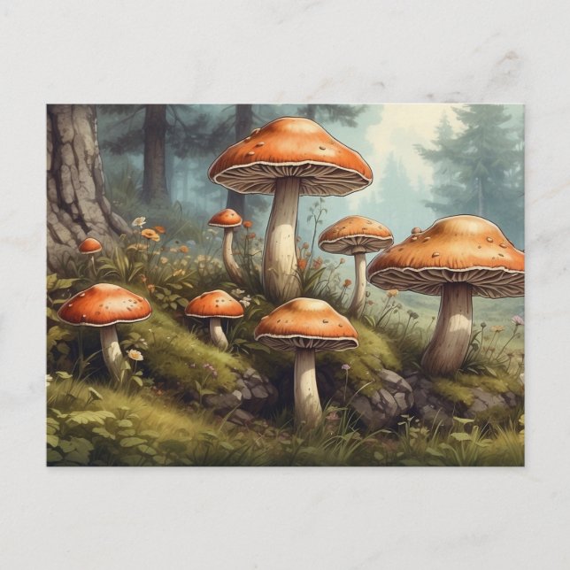 Carte Postale Illustration de la nature, forêt estivale avec cha (Devant)