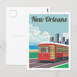 Carte Postale Illustration de la Nouvelle-Orléans Louisiane Trav