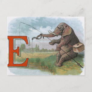 Carte Postale Illustration de la pêche des éléphants