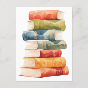 Carte Postale Illustration de la pile d'aquarelle des livres
