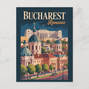 Carte Postale Illustration de la skyline de Bucarest Art de voya