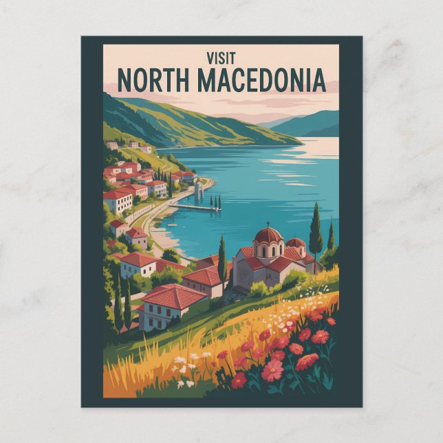 Carte Postale Illustration de la skyline de Macédoine du Nord Ar (Devant)