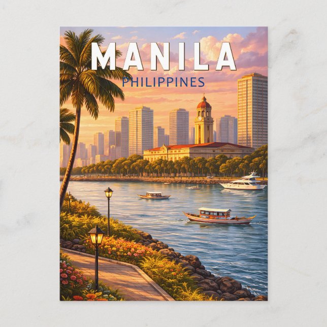 Carte Postale Illustration de la skyline de Manille Philippines  (Devant)