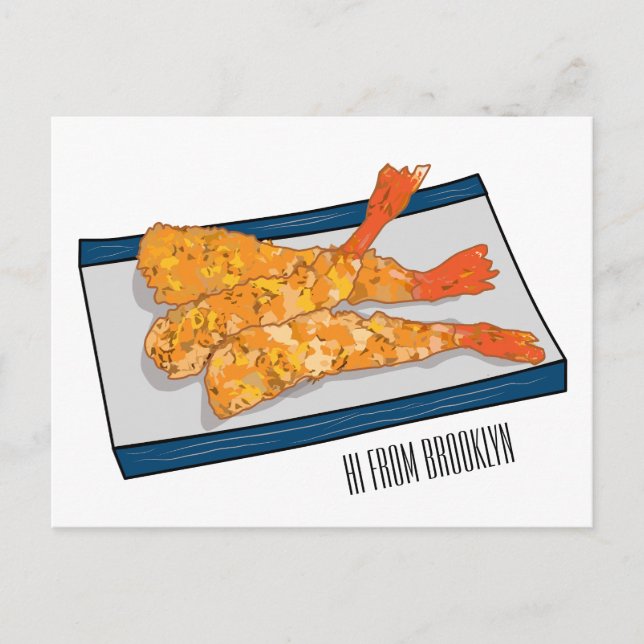 Carte Postale Illustration de la tempura crevette (Devant)