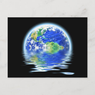 Carte Postale Illustration de la Terre inondée de réchauffement