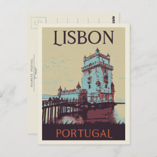 Carte Postale Illustration de la tour Belem de Lisbonne Portugal