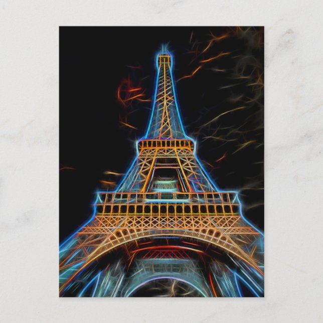 Carte Postale Illustration de la Tour Eiffel - Paris, France (Devant)