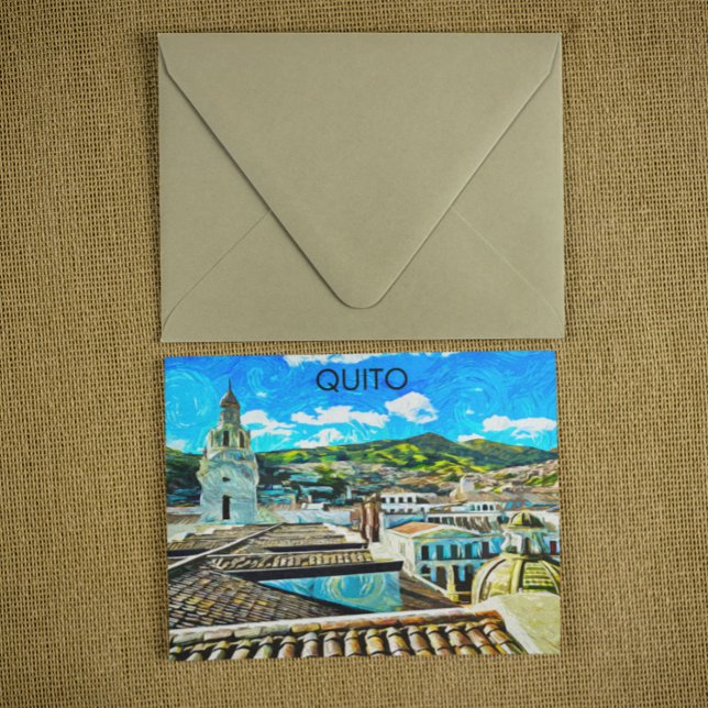 Carte Postale Illustration de la ville de Quito Ecuador (Quito ecuador city postcard)