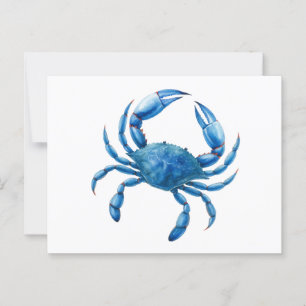 Carte Postale Illustration de l'aquarelle du crabe bleu - Vie ma