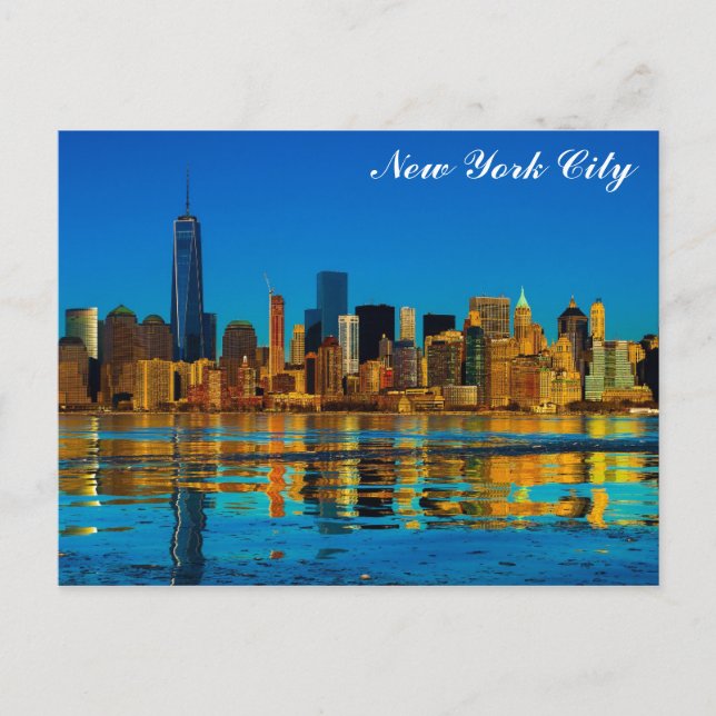 Carte Postale Illustration de l'aquarelle Skyline de New York (Devant)