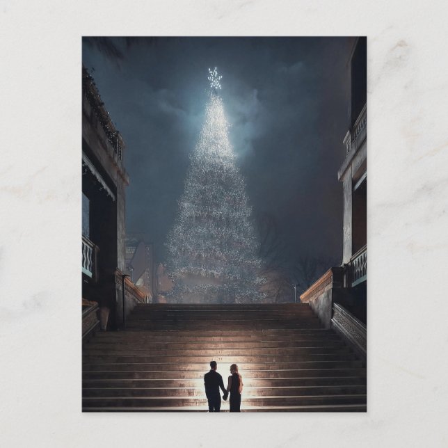 Carte Postale Illustration de l'arbre de Noël en milieu urbain (Devant)