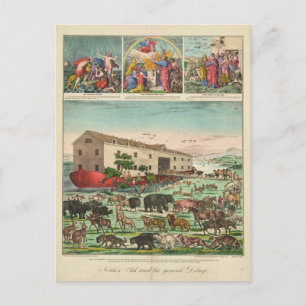 Carte Postale Illustration de l'arche de Noé et du déluge généra