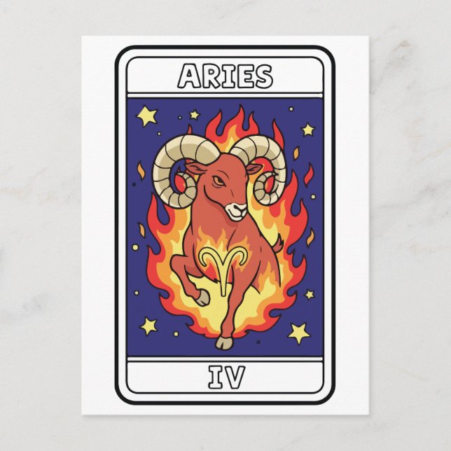 Carte Postale Illustration de l'astrologie Zodiac Aries (Devant)