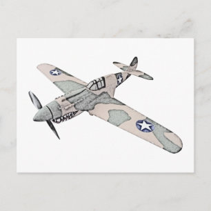 Carte Postale Illustration de l'avion vintage Curtiss P40 Warhaw