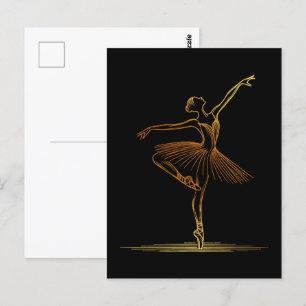 Carte Postale Illustration de l'élégante Golden Line Art Balleri