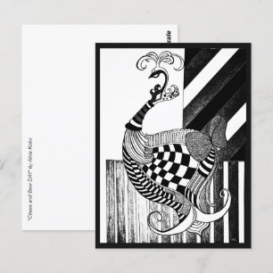 Carte Postale Illustration de l'encre de paon de la journée des