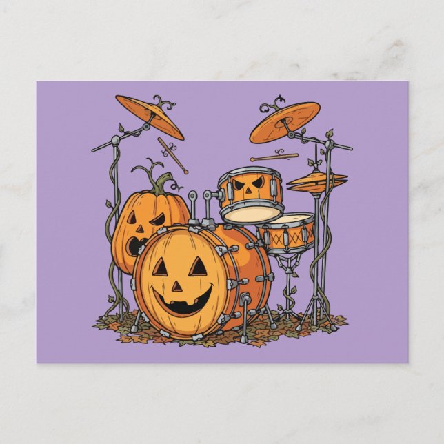 Carte Postale Illustration de l'ensemble de tambours Citrouilles (Devant)