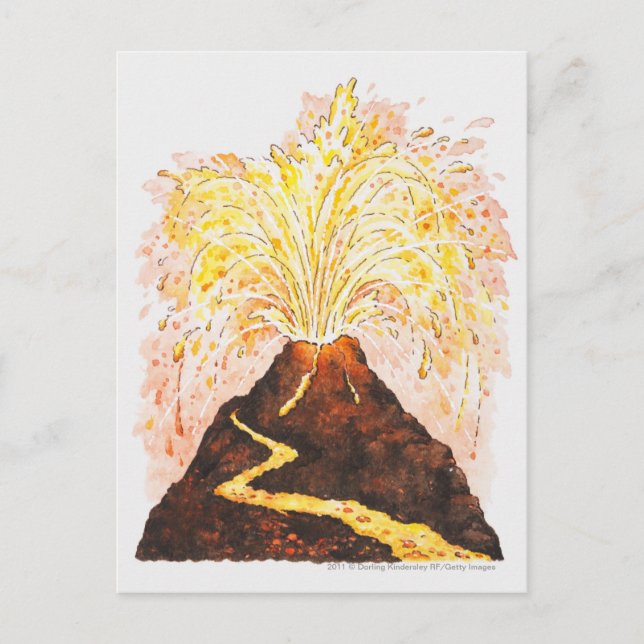 Carte Postale Illustration de l'éruption volcanique (Devant)