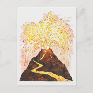 Carte Postale Illustration de l'éruption volcanique