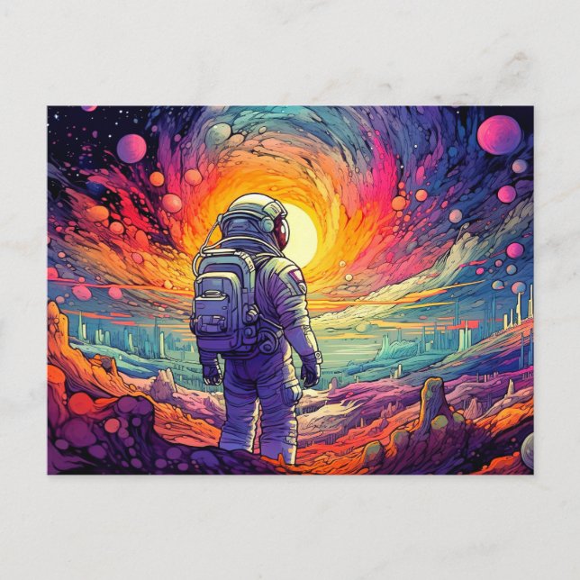 Carte Postale Illustration de l'espace et au-delà (Devant)