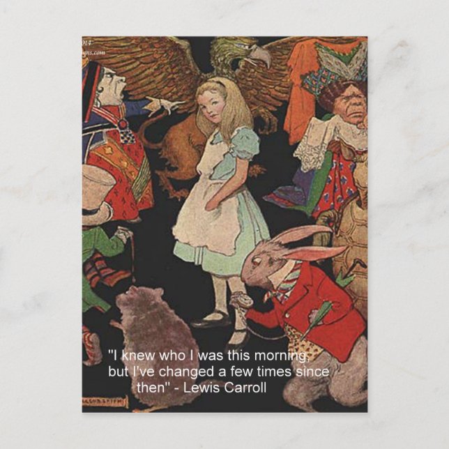 Carte Postale Illustration de Lewis Carroll & Citation sur le Ch (Devant)