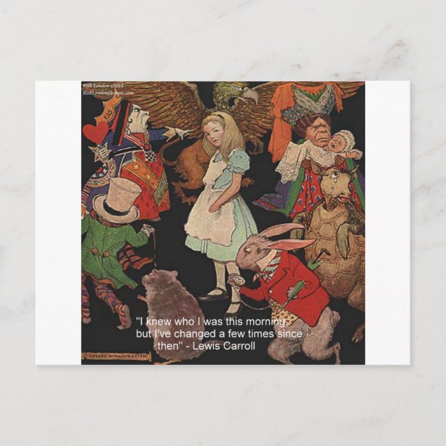 Carte Postale Illustration de Lewis Carroll & Citation sur le Ch (Devant)