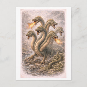 Carte Postale Illustration de l'Hydre de style vintage (Série My