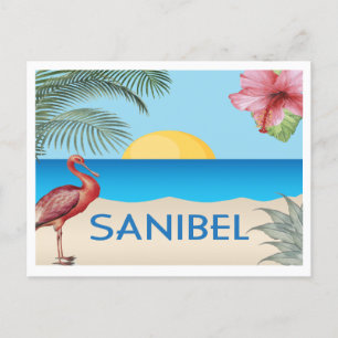 Carte Postale Illustration de l'île de Sanibel en Floride avec S