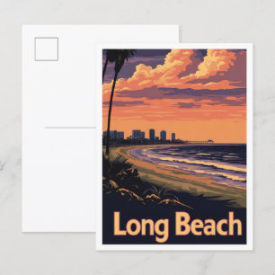 Carte Postale Illustration de Long Beach California Vintage voya
