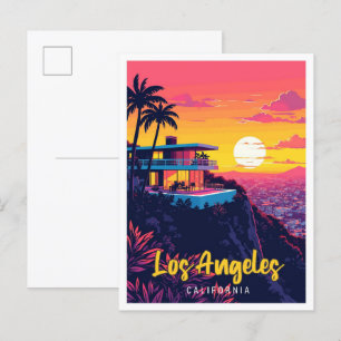 Carte Postale Illustration de Los Angeles California Vintage voy