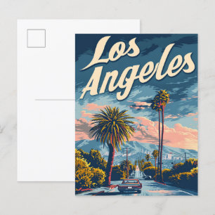 Carte Postale Illustration de Los Angeles California Vintage voy