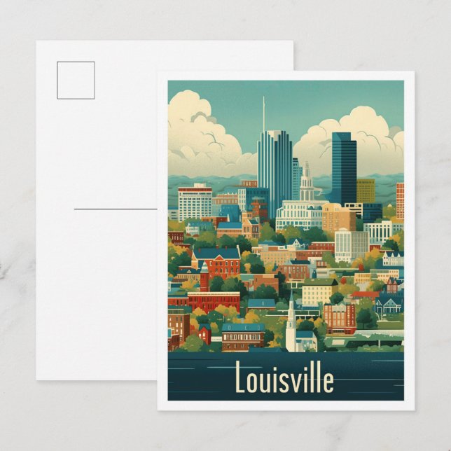 Carte Postale Illustration de Louisville Kentucky Vintage voyage (Devant / Derrière)