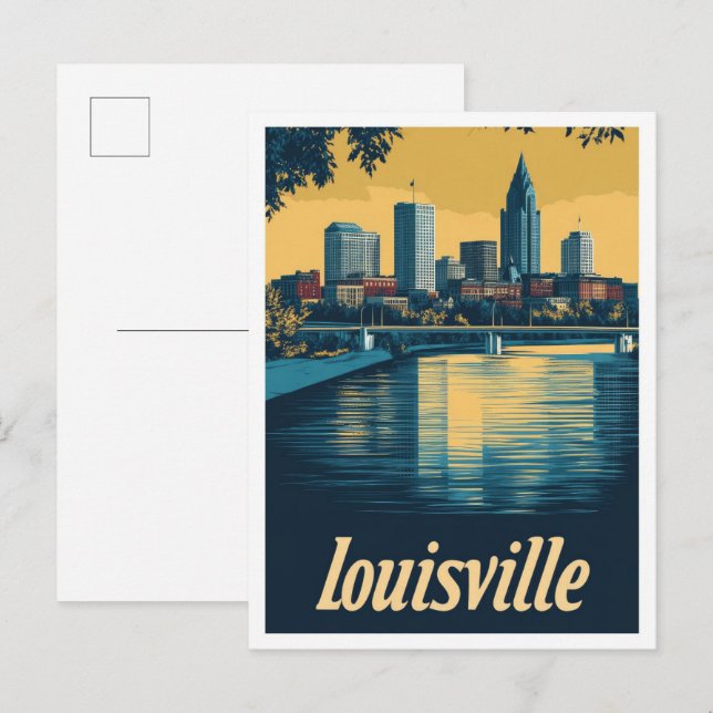 Carte Postale Illustration de Louisville Kentucky Vintage voyage (Devant / Derrière)