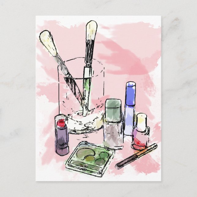 Carte Postale Illustration de maquillage coloré (Devant)