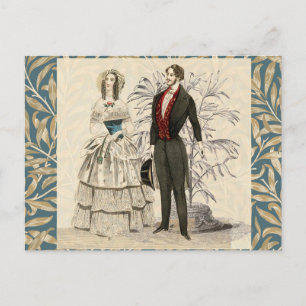 Carte Postale Illustration de mariage victorien vintage 1844