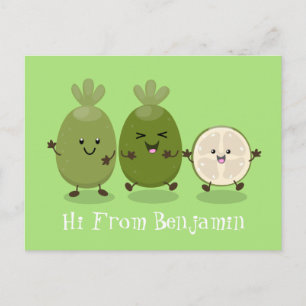 Carte Postale Illustration de mignonne guava feijoa