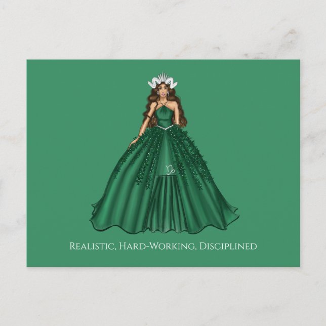 Carte Postale Illustration de mode de déesse Capricorne féminine (Devant)