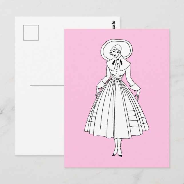 Carte Postale Illustration de mode de Georges Barbier des années (Devant / Derrière)