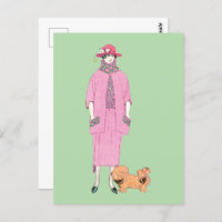 Illustration de mode des années 1910 Dame & Chien 