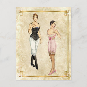 Carte Postale Illustration de mode des sous-vêtements vintages d