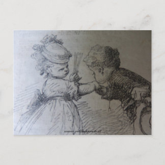 Carte Postale Illustration de mode du 19e siècle, noir et blanc