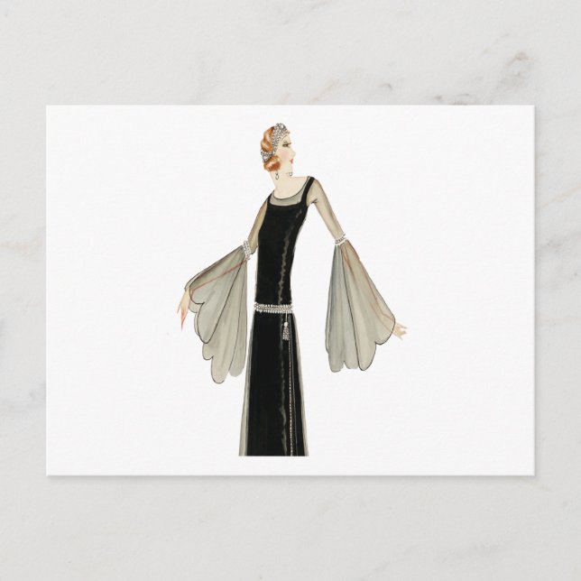 Carte Postale Illustration de mode féminine des années 1920 (Devant)