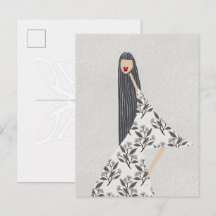 Carte Postale Illustration de mode glamour floral féminin