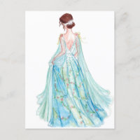 Illustration de mode princesse bleu aquarelle