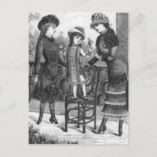 Carte Postale Illustration de mode "Trois enfants victoriens"