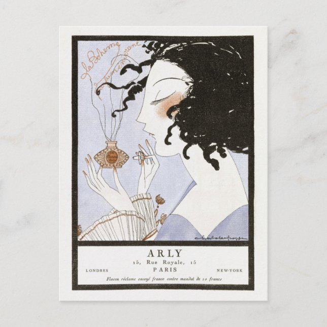 Carte Postale Illustration de mode vintage française parfumCarte (Devant)