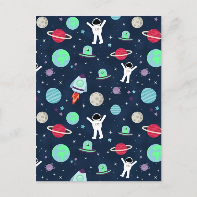 Carte Postale Illustration de motif spatial (Devant)