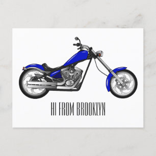 Carte Postale Illustration de moto chopper de dessin animé